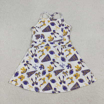 GSD2781 Baby Girls Strap Go Team Bows Plaid Shorts Team Yoga Active Knee Length Dress C10.8