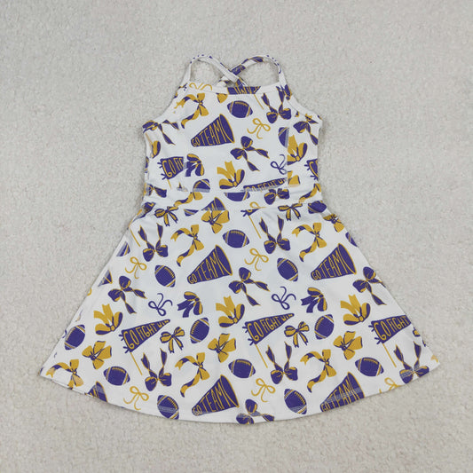 GSD2781 Baby Girls Strap Go Team Bows Plaid Shorts Team Yoga Active Knee Length Dress C10.8