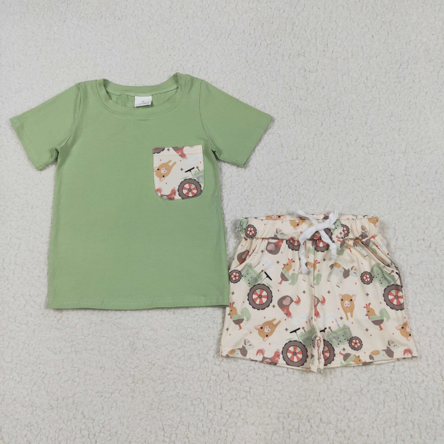 BSSO1460 Baby Boys Pocket Top Chicks Pigs Short Farm Set 5.28