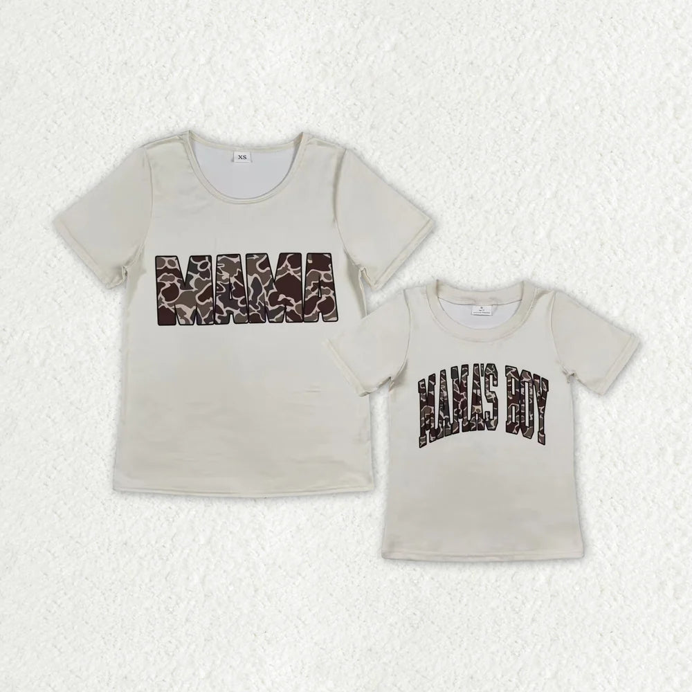 Mommy&Me Adult Baby Boys Mama's Boy Camo Tee Shirts Tops