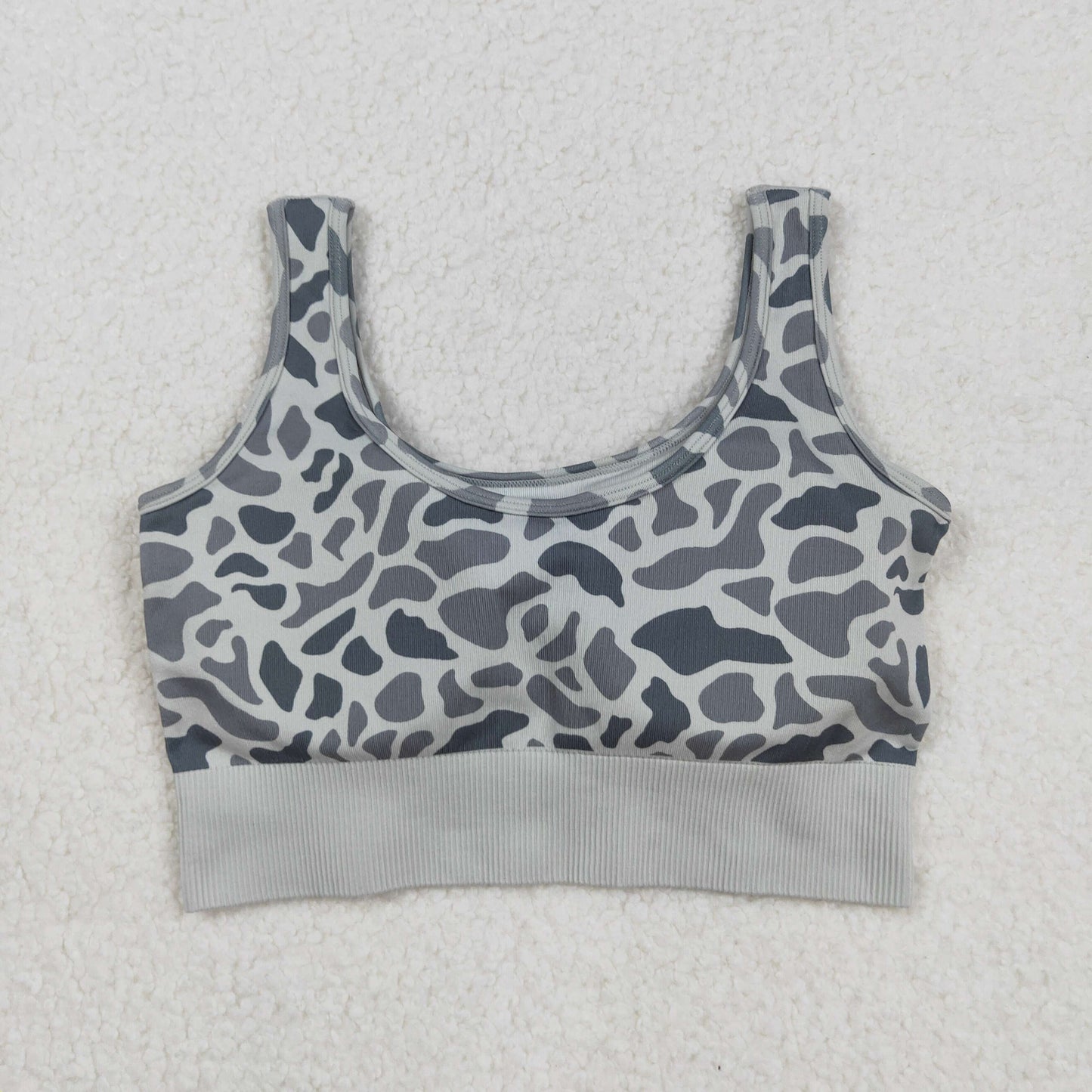 GT1188 Adult Women Grey Camo Knitted Yoga Crop Bra Tops C9.5