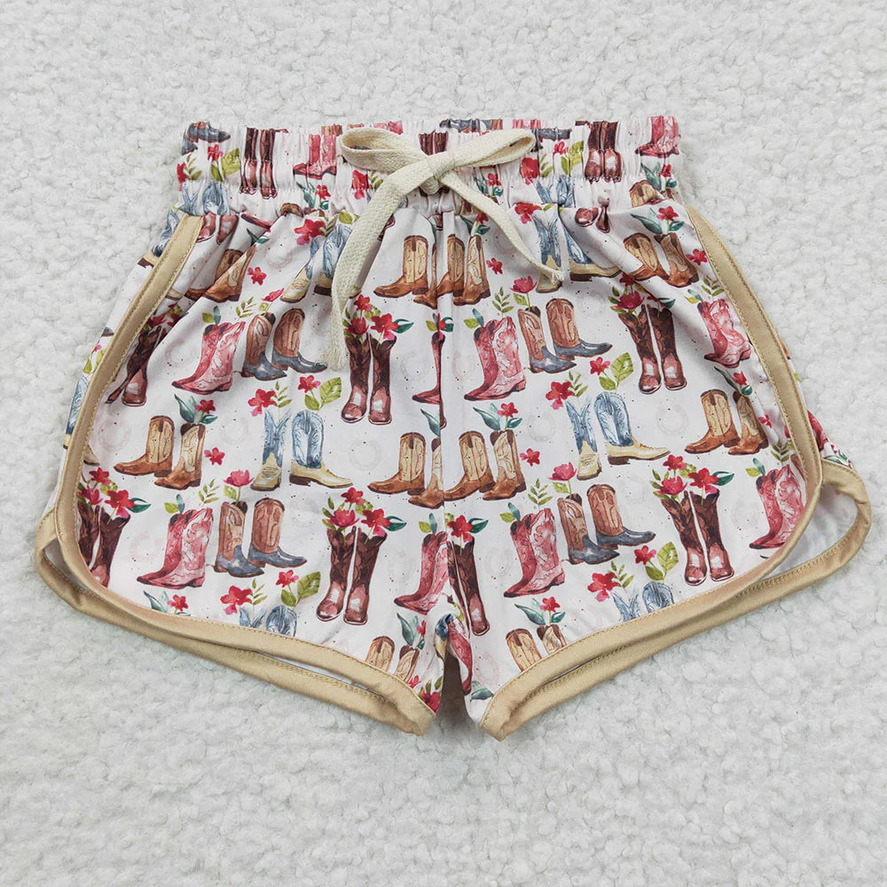 SS0085 Baby Girls Western Boots Sports Summer Shorts