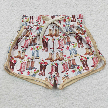 SS0085 Baby Girls Western Boots Sports Summer Shorts