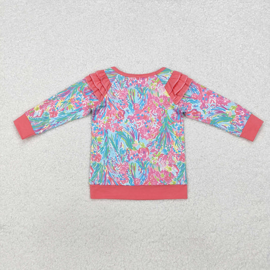 GT0766 Baby Girls Pink Seaweed Long Sleeve Tee Shirts Tops