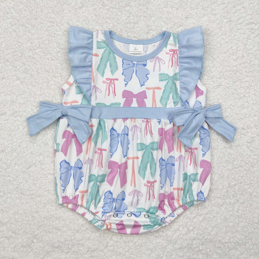 SR2027 Baby Infant Girls Colorful Bows Spring Romper