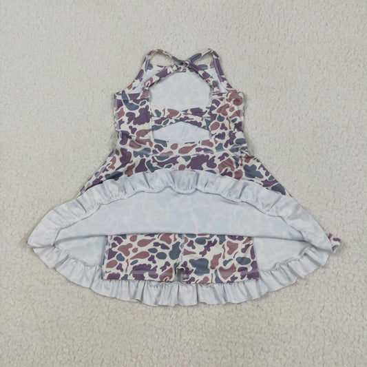 GSD2310 Baby Girls Strap Lavender Camo Yoga Ruffle Knee Length Dress 5.10