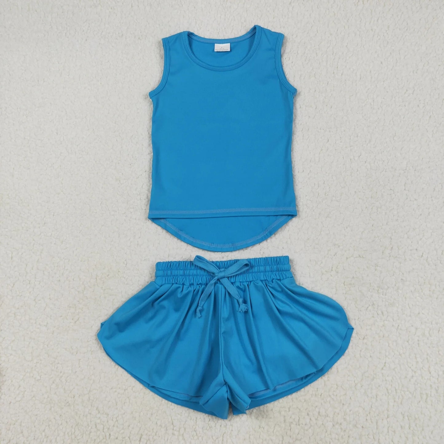 Sibling (1-4) Baby Girls Sleeveless Colorful Yoga Vests Top Ruffle Shorts Set 5.29