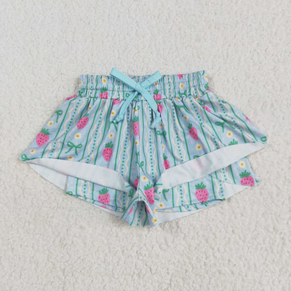 SS0580 Baby Girls Strawberry Green Bows Summer Shorts Bottoms 5.22