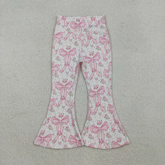 P0773 Baby Girls Pink Floral Bows Bell Bottom Yoga Pants C10.14