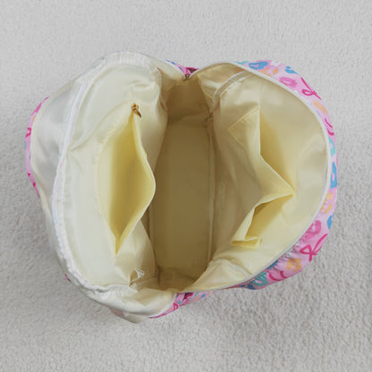 BA0319 Baby Kids Pink Leopard Bows School Zipper Ruffle Back Bags 8.4