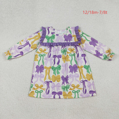 GLD1295 Baby Girls Mardi Gras Bows Ruffle Knee Length Dress C10.6