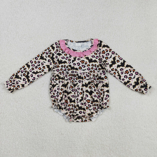 LR2473 Baby Girls Long Sleeves Leopard Bats Ruffle Romper C8.29