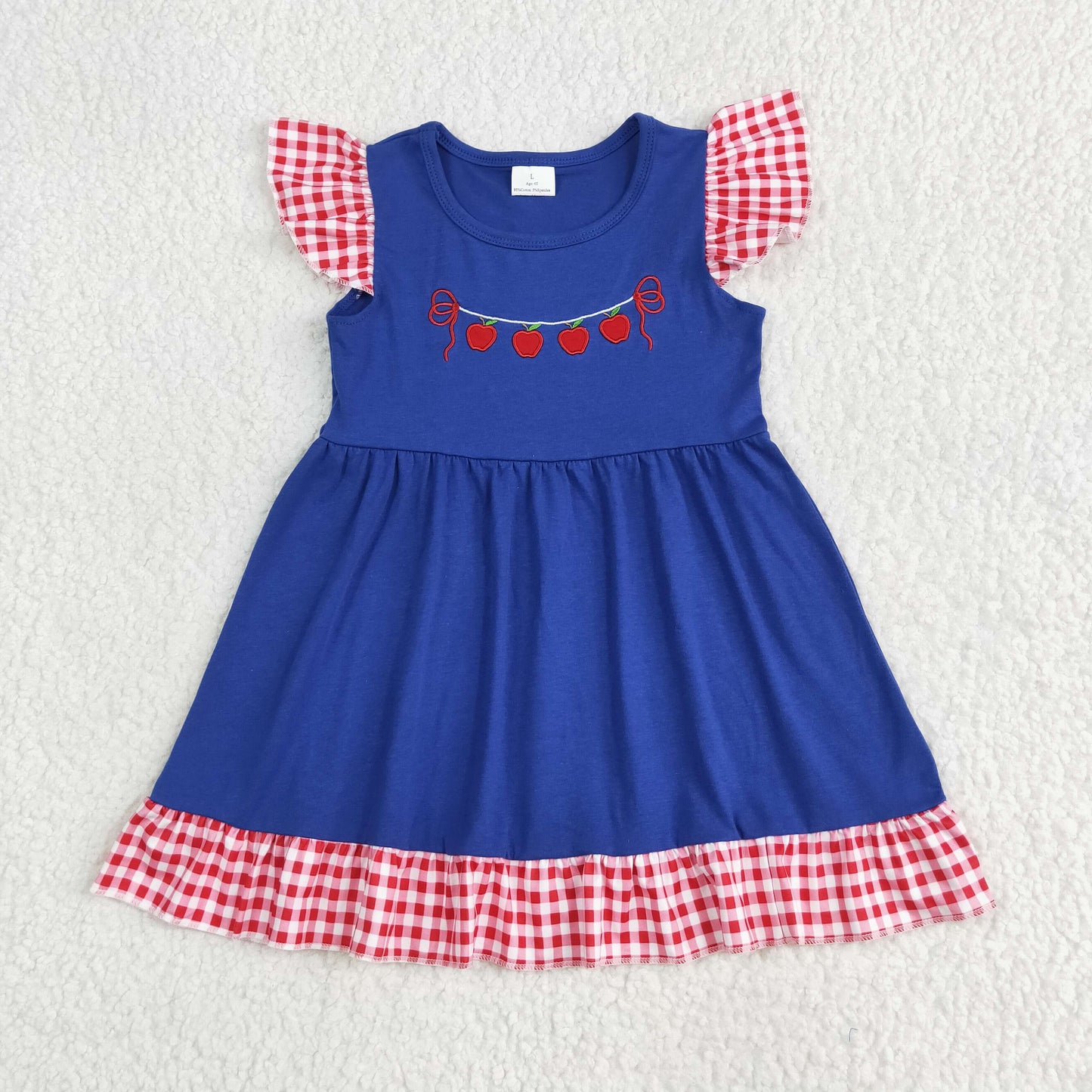 GSD2153 Embroidery Baby Girls Embroidery Apple Back To School Dress 6.10