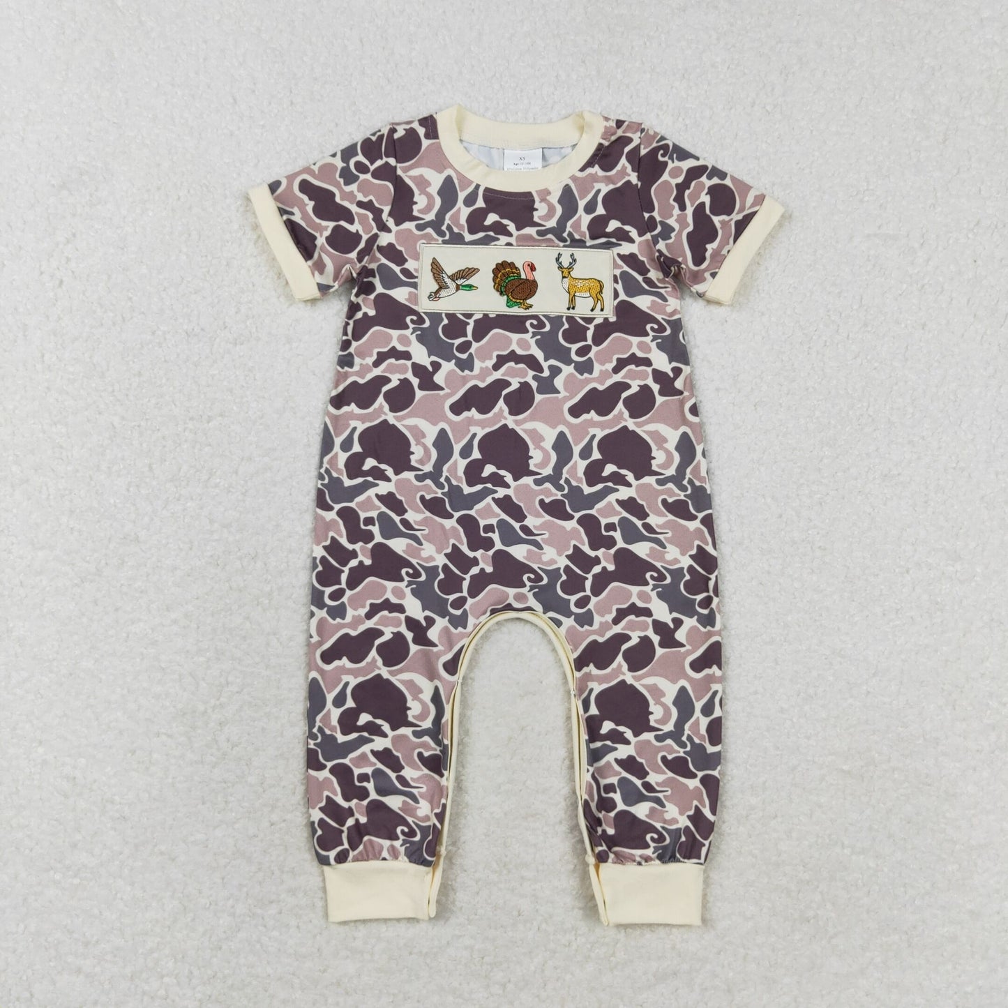 SR1901 Embroidered duck Turkey deer camouflage short-sleeved onesie