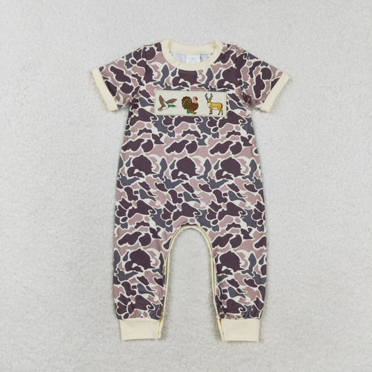 SR1901 Embroidered duck Turkey deer camouflage short-sleeved onesie