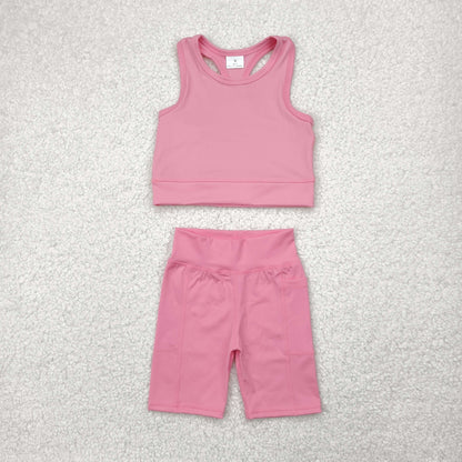 GSSO1516 Baby Girls Coral Athletic Active Wear Top Shorts Clothes Set 4.26