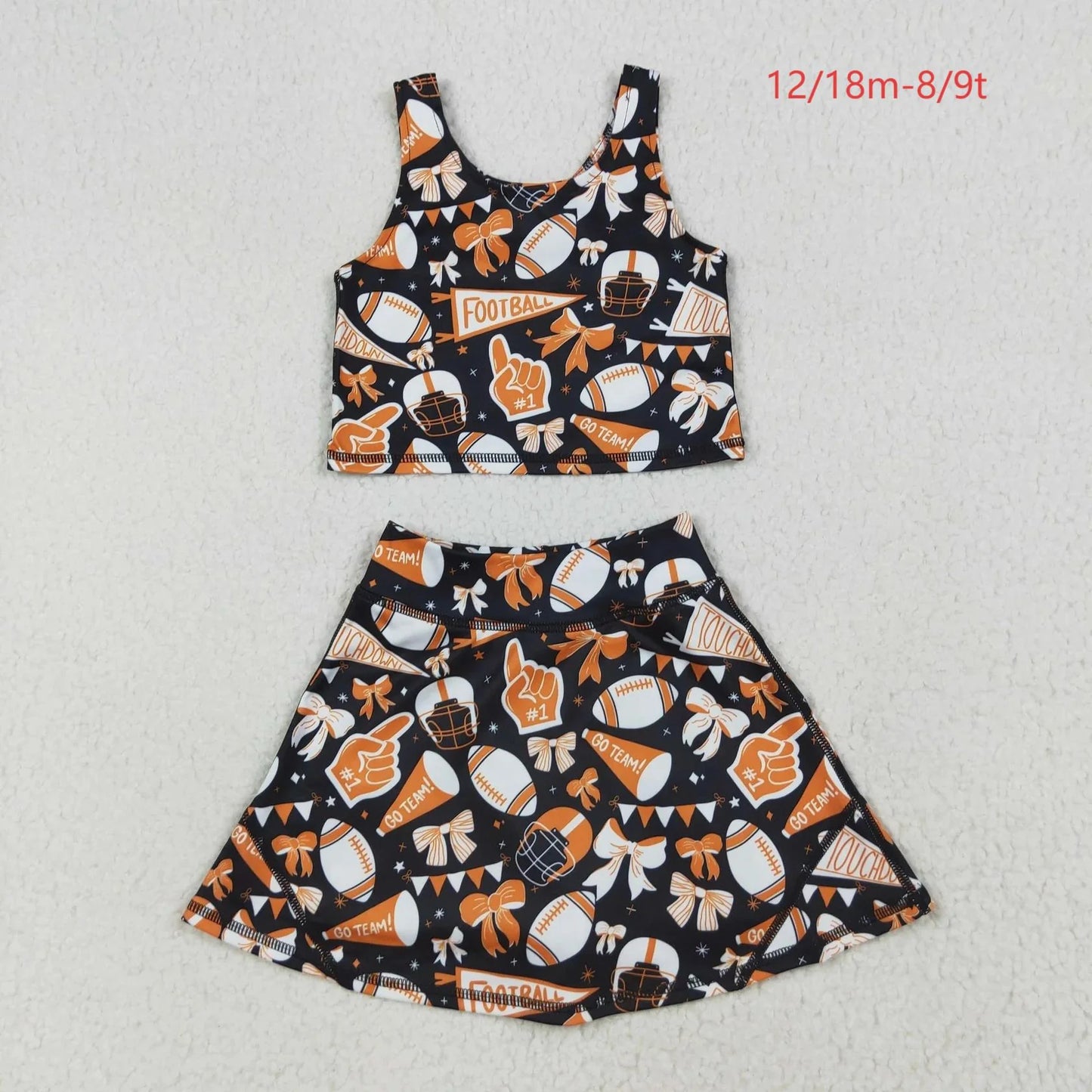 Sibling Baby Girls Sleeveless Bows Cheer Plaid Yoga Athletic Skorts Team Sets Knee Length Dress C8.26