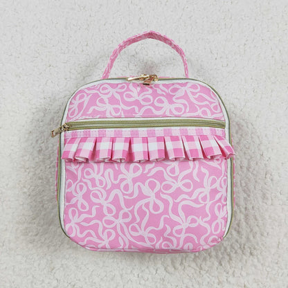 Sibling Baby Girls Pink Bows Ruffle School Bags Lunch Boxes 8.7