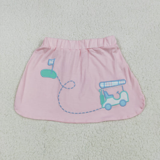 GLK0071 EmbroideryBaby Girls Pink Golf Flag Print Skirts  6.17