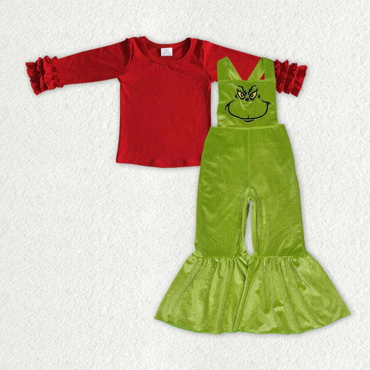 6 A2-1+SR2013 Baby Girls Christmas Red Icing Shirts Velvet Jumpsuits Clothes Set