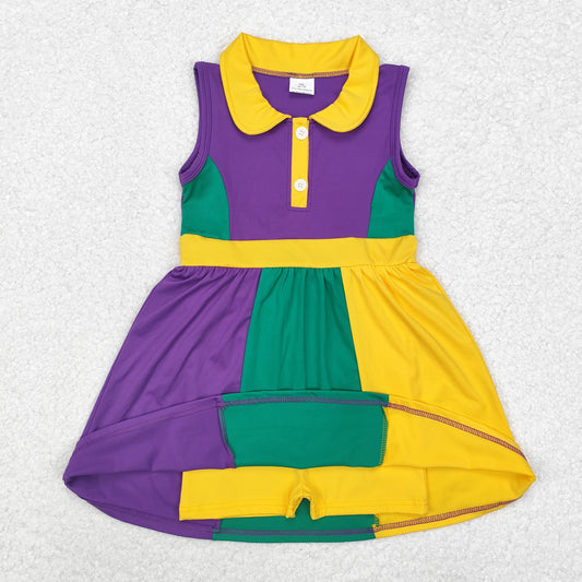 GSD1434 Baby Girls Purple Mardi Gras Active Wear Knee Length Dress