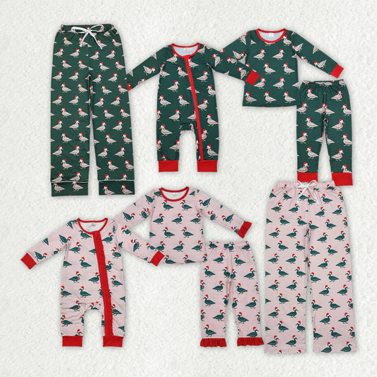 Family Children Adults Christmas Ducks Bamboo Pajamas Sets