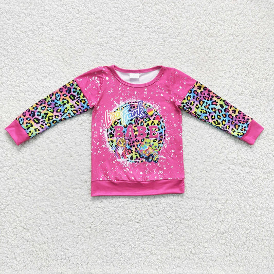 Mommy&Me Baby Girls Hotpink Cat Mini Mama Cartoon Long Sleeve Shirts Tops