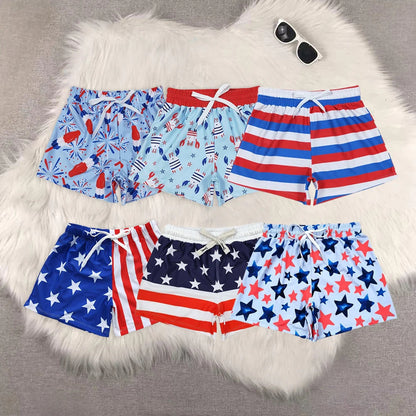 Sibling Baby Boys 4th Of July Star Western Trunks Swimsuits 5.9