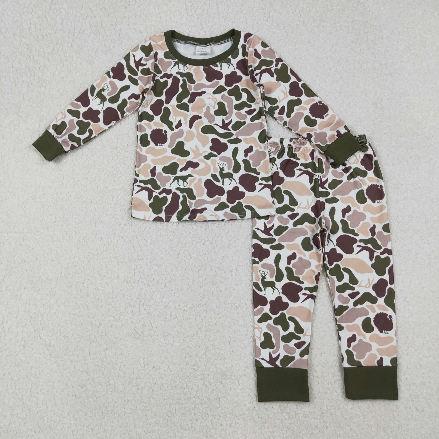 BLP1234 Baby Boys Deer Ducks Dogs Camo Top Pant Western Pajamas Set C9.19
