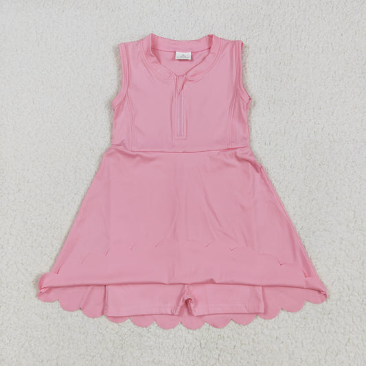 GSD2087 Girls Pink Yoga Zip Active Wear Skort Knee Length Dress 5.7