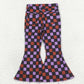 P0471 Baby Girls Halloween Checkered Bell Flare Denim Pants