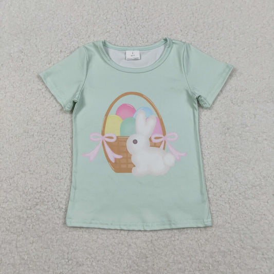 GT1396 Baby Girls Short Sleeve Rabbits Eggs Easter T-shirts Top C11.24