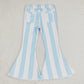 Mommy&Me Baby Girls Blue Stripes Bell Flare Denim Pants