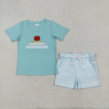 Sibling Embroidery Baby Girls Boys Apple Back To School Books Outfits Sets 6.14
