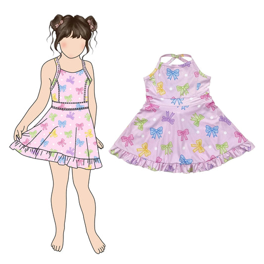 Sibling Baby Girls Print Straps Spoorts Wear Yoga Athletic Tennis Dresses 5.12