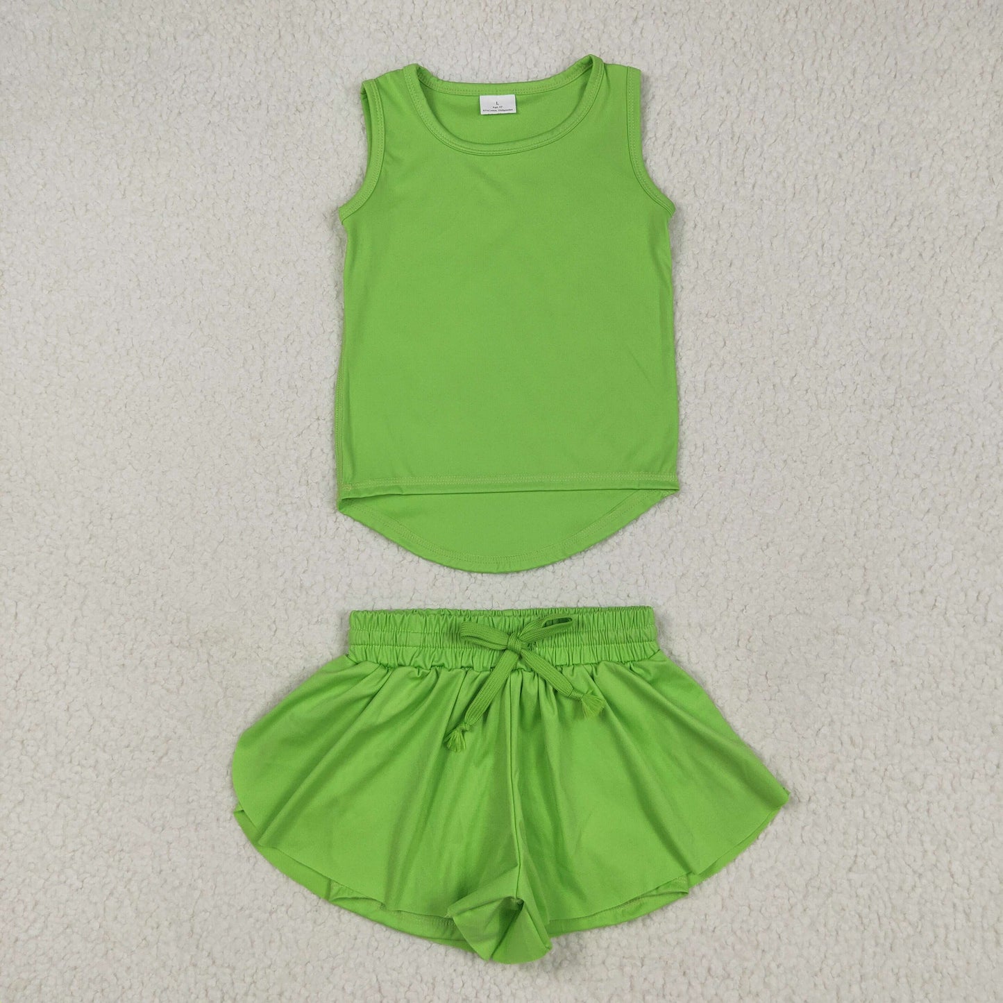 GT0985+SS0548 Baby Girls Green Sleeveless Top Skorts Set 5.29