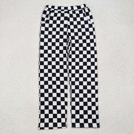 P0647 Adult Women Black Checkered Bottom Pants Pajamas