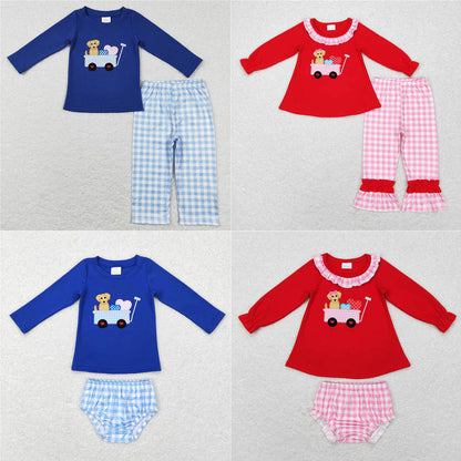 BLP0402 Embroidery love heart dog treasure blue color red color long sleeve lattice long cloak series