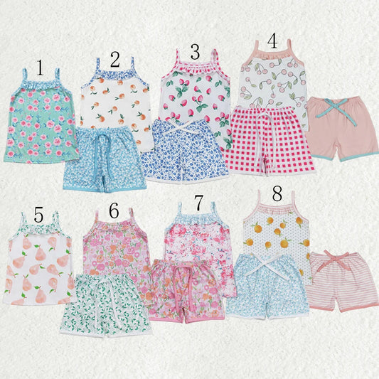 Sibling Baby Girls Straps Floral Top Shorts Summer Clothes Sets 6.18