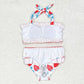 S0316 Strawberry red check lace bathing suit