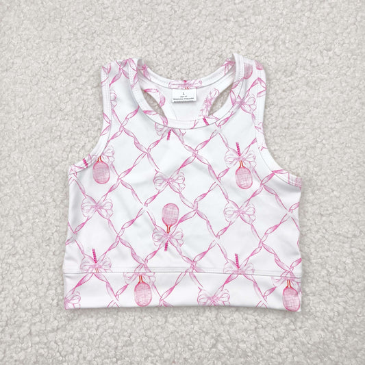 GT0883 Baby Girls Pink Tennis Bows Yoga Vest Tops 4.30
