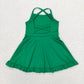 S0444 Solid green tracksuit swimsuit dress