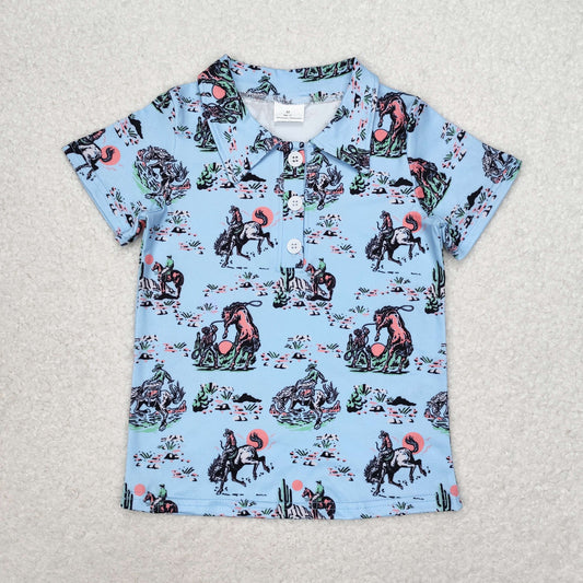 BT0661 Boys Riding light blue short-sleeved top