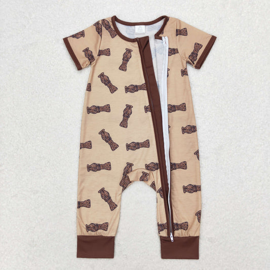 SR1900 Bamboo Camouflage bottle brown zip-up short-sleeved onesie