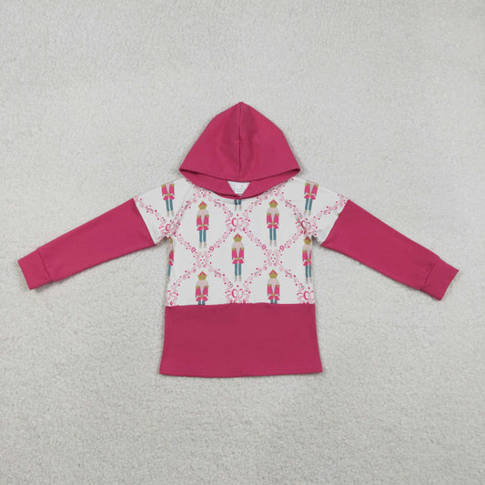 GT1043 Baby Girls Hot Pink Long Sleeves Bows King Plaid Santa Hoodies Top C11.24
