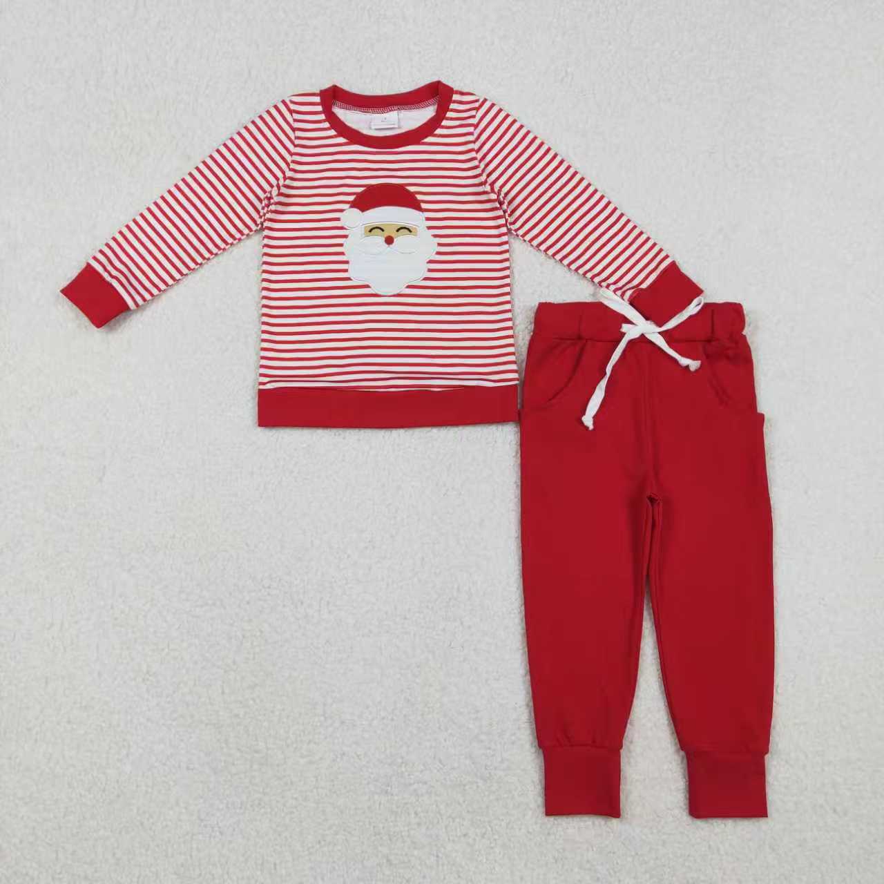 Embroidery Santa Baby Boys Girls Shirts Top Pockets Leggings Christmas Clothes Sets C11.8