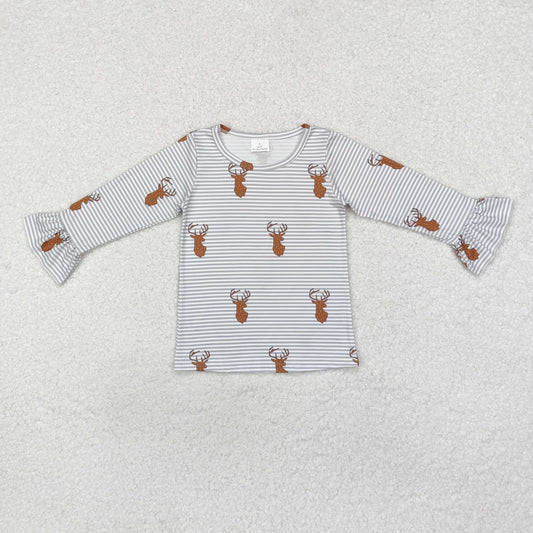 GT0739 Baby Girls Deers Hunting Long Sleeve Tee Shirts Tops