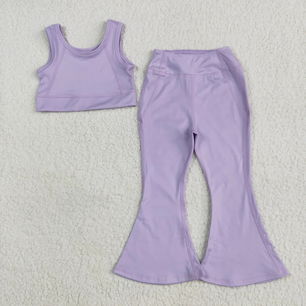 Sibling Baby Girls Yoga Vest Bell Bottom Pants Active Wear Outfits 5.27