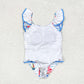 S0277 Sailing blue bow white one-piece swimsuit