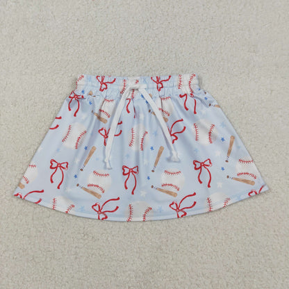 GLK0169 Baby Girls Bows Baseballs Team Yoga Active Skirt Shorts Bottom C12.6